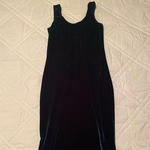 Green velvet mini dress